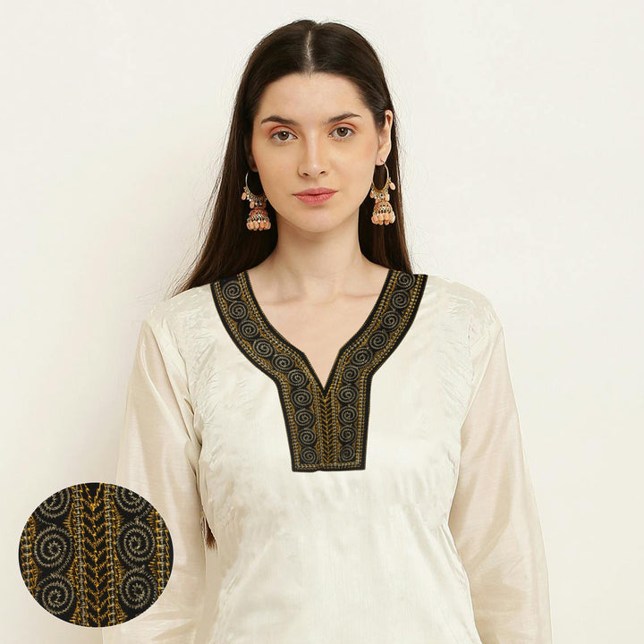 Gold & Black V Shape Empire Neckline Yoke