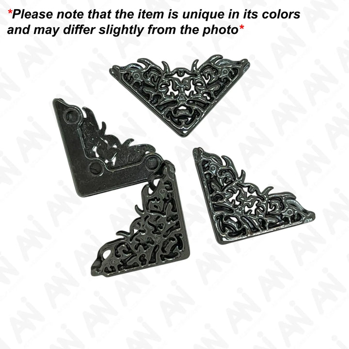 Ani Accessories | 4 black  triangle  framed collar tip  in which  1 is back sided of collar tip in the image and text in the image write ( product may be Slightly  differ  from the photo) in blackfont color