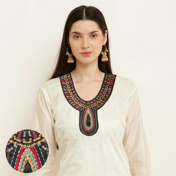 Vibrant Multicolor Deep Scoop Neckline Yoke
