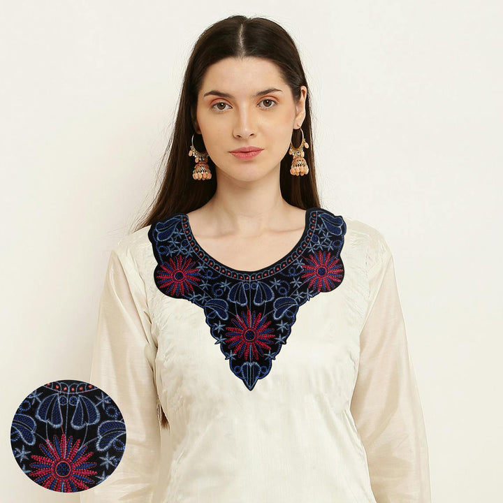 Elegant Lily Flower Scoop Neckline Yoke