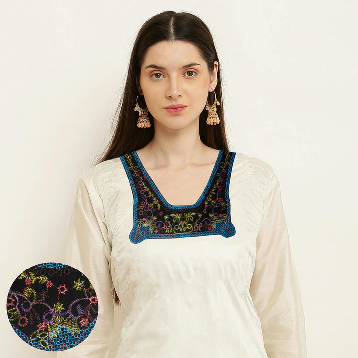 Multicolor Thread Work Ethnic Empire Neckline Yoke