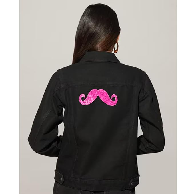 Moustache Sew On Sequins Patch