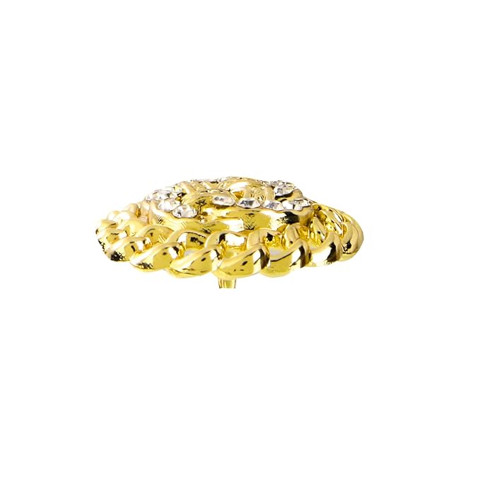 Circular Border Design with Diamond Accents Metal Buttons