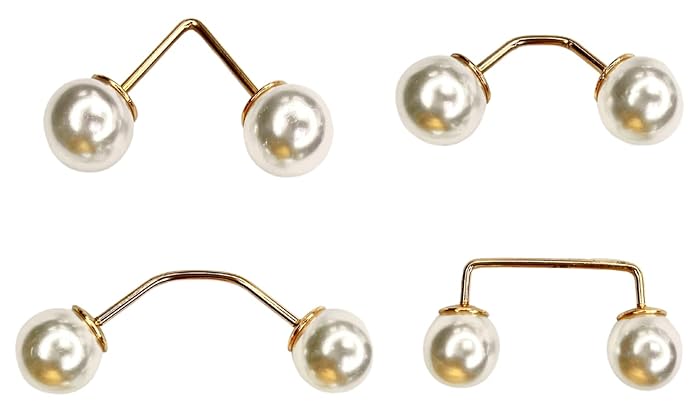 Pearl & Gold Curved Anti Exposure Brooch Adjusting Pins