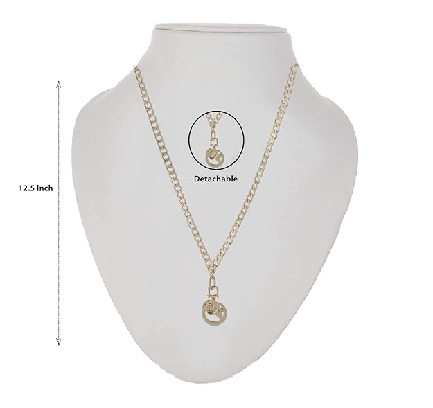 Gold Chain Necklace with Rose Pendant