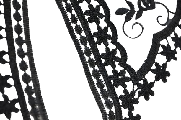 Black Elegant Flower Embroidered Neckline Patch