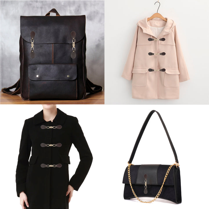 Black Leather Hook and Eye Buckle 2 Piece