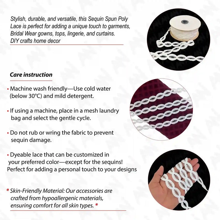 Oval Link Sequins Lace Trim | 2 Meter