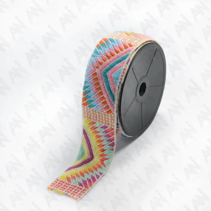 Multicolor Geometric Crochet Lace | 2 Meter