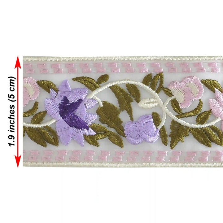 Spring Blossom Organza Parsi Gara Lace | 2 Meters