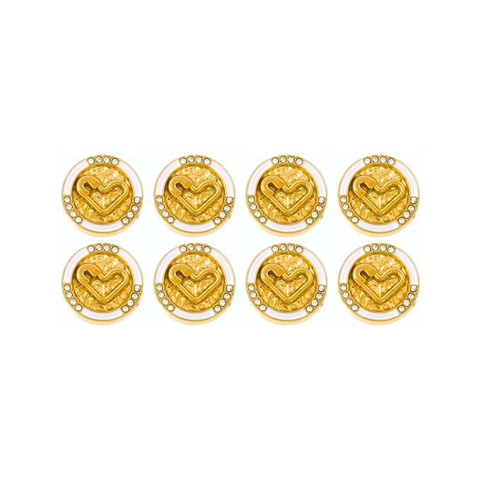 Diamond-Studded Heart Metal Buttons