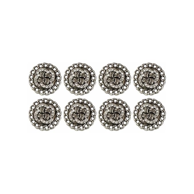 Circular Border Design with Diamond Accents Metal Buttons