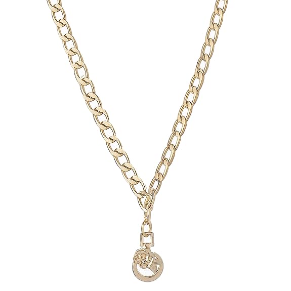 Gold Chain Necklace with Rose Pendant