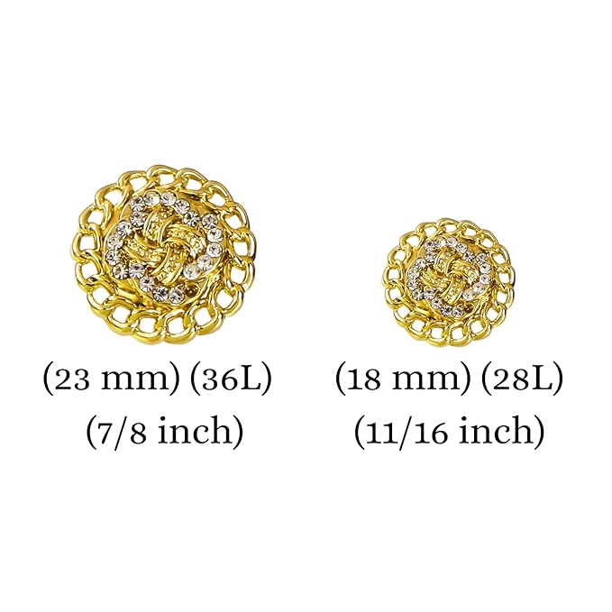 Circular Border Design with Diamond Accents Metal Buttons