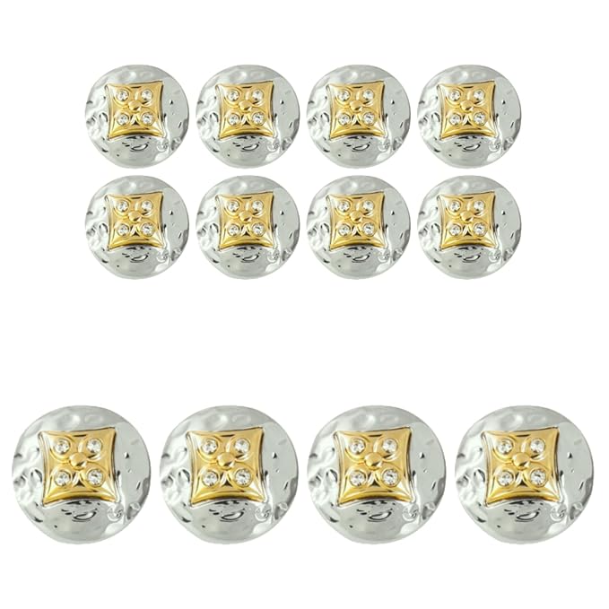 Square Diamond-Studded Metal Buttons