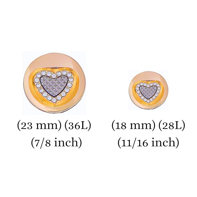 Metal Buttons Heart Centers