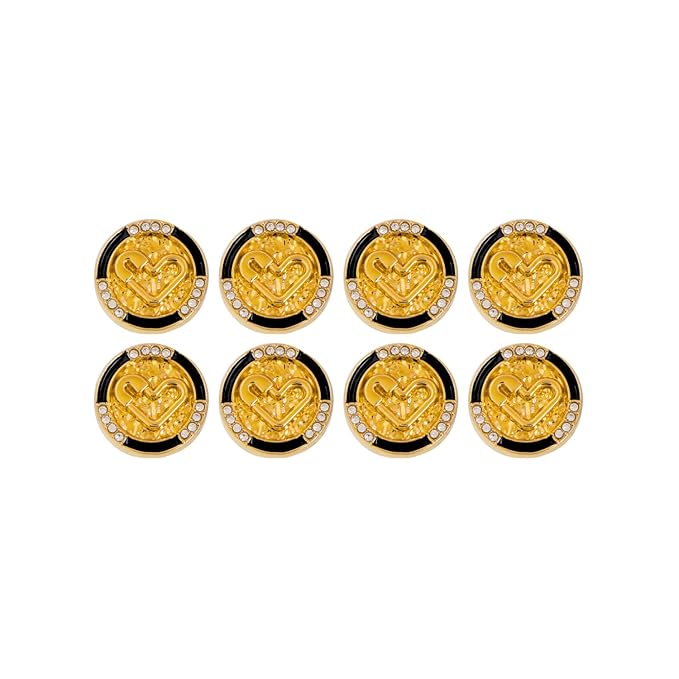 Diamond-Studded Heart Metal Buttons