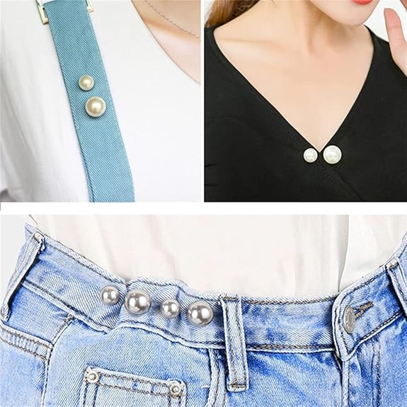 U-Shape Pearl & Gold Anti Exposure Brooch Adjusting Pins