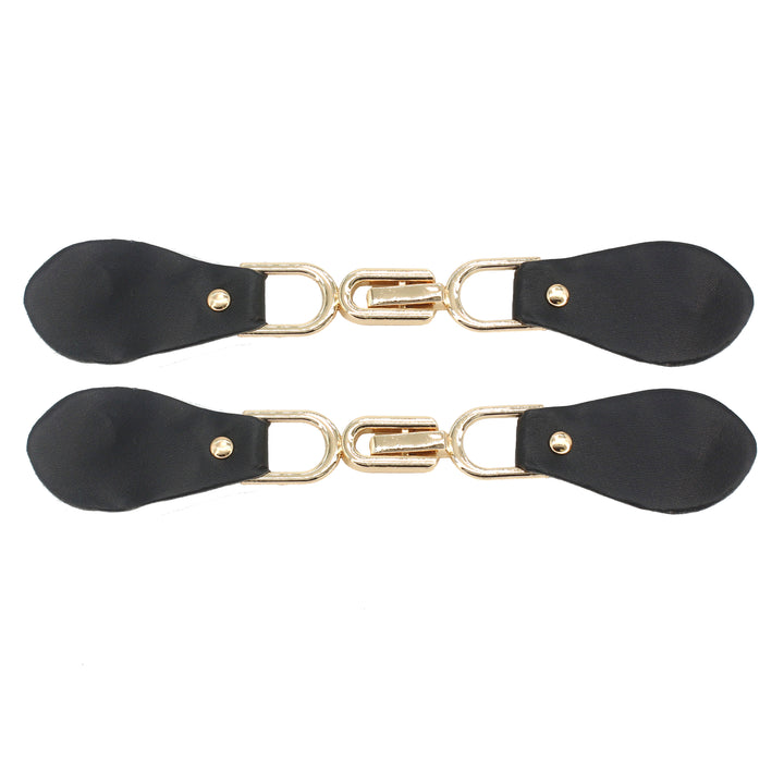 Black Leather Hook and Eye Buckle 2 Piece