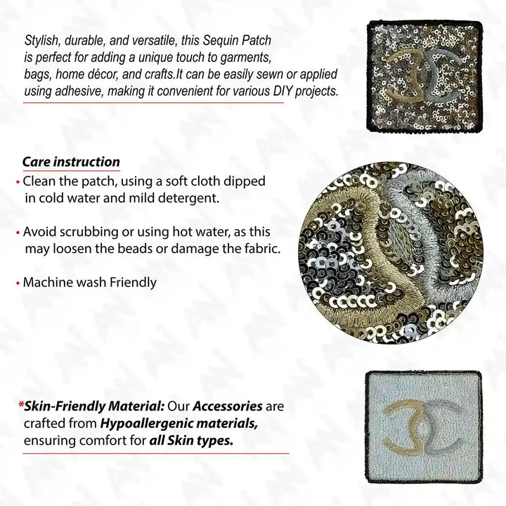 Sequins  Embroidery Square Patch