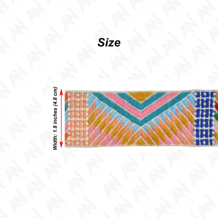 Multicolor Geometric Crochet Lace | 2 Meter