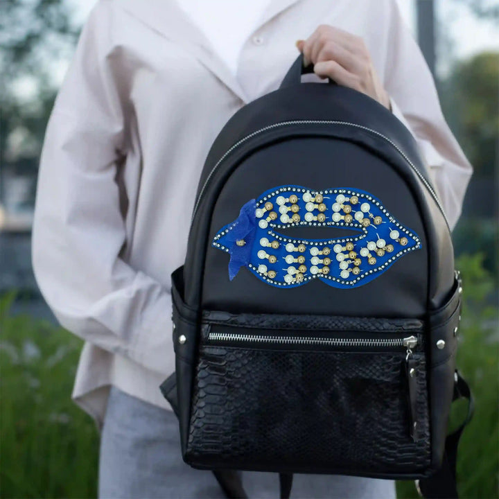 Rhinestone-and-pearl lip mask
