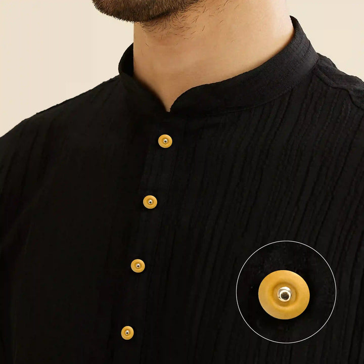 Ebony Stripe Wooden Button | 10mm