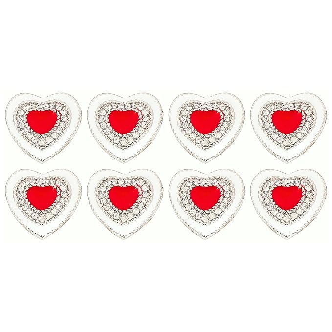Red Heart Buttons with Silver Accents