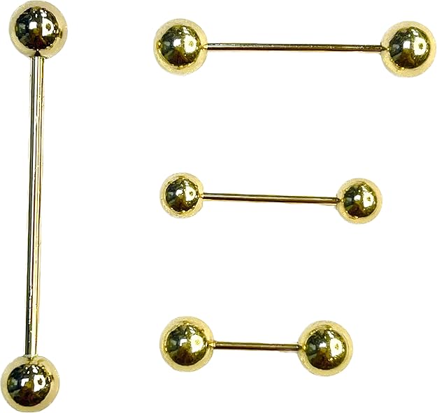 Gold Barbell Metal Collar Pin Brooches