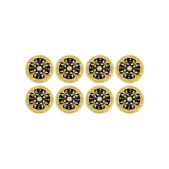 Golden Floral Metal Buttons with White Centers