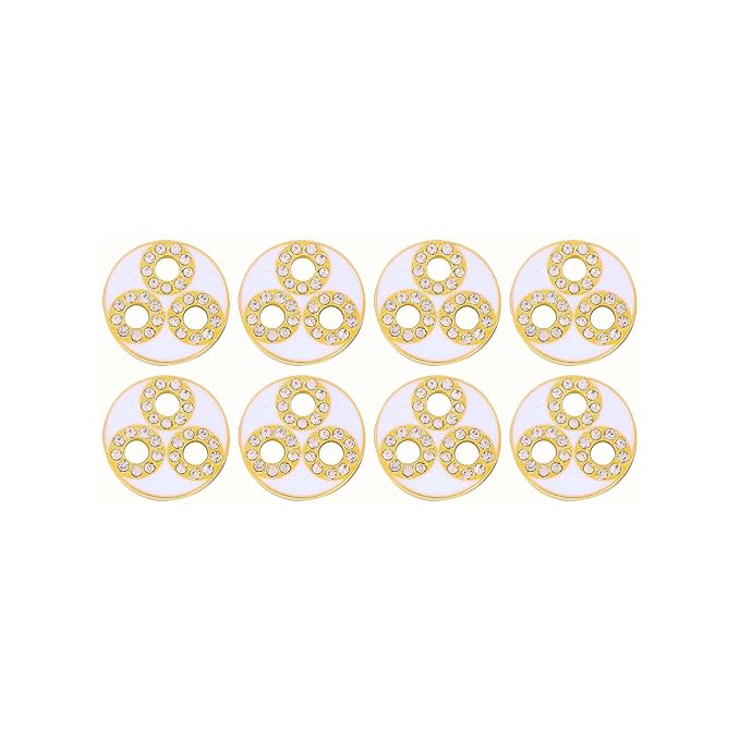 Circular Metal Buttons with Diamond Accents