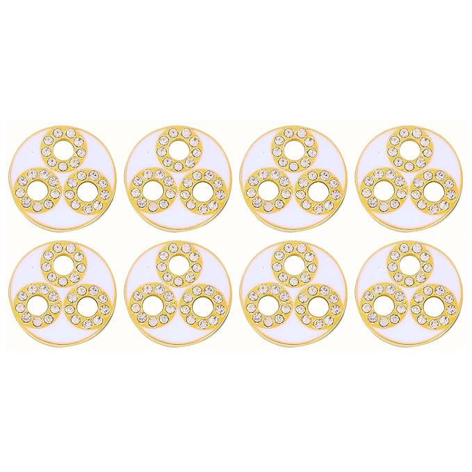 Circular Metal Buttons with Diamond Accents