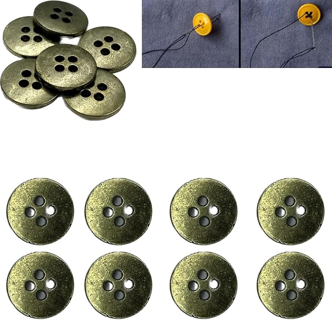 Four Hole Vintage Antique Brass Metal Buttons