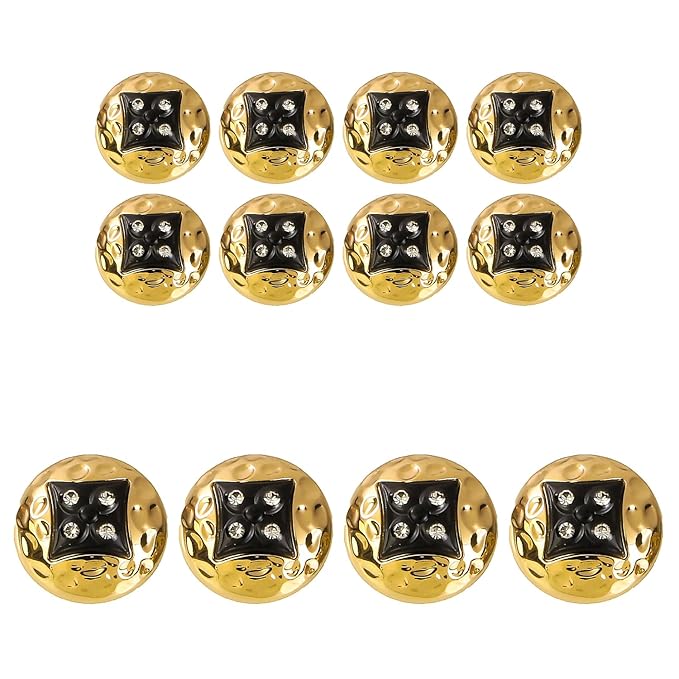 Square Diamond-Studded Metal Buttons
