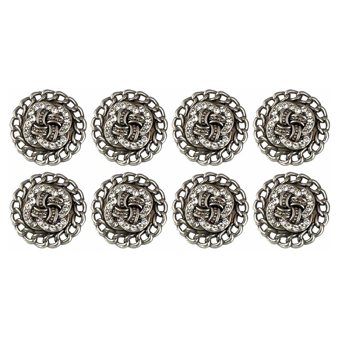 Circular Border Design with Diamond Accents Metal Buttons