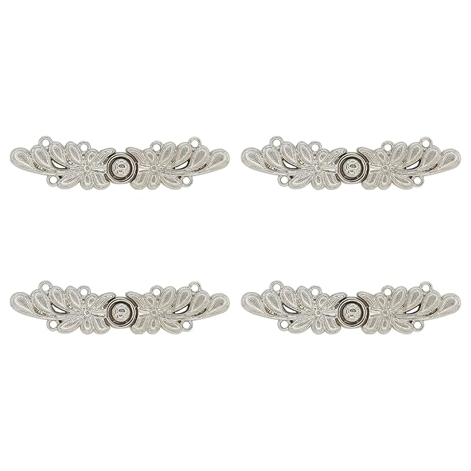 Set of 4 Floral Metal Closure Buttons