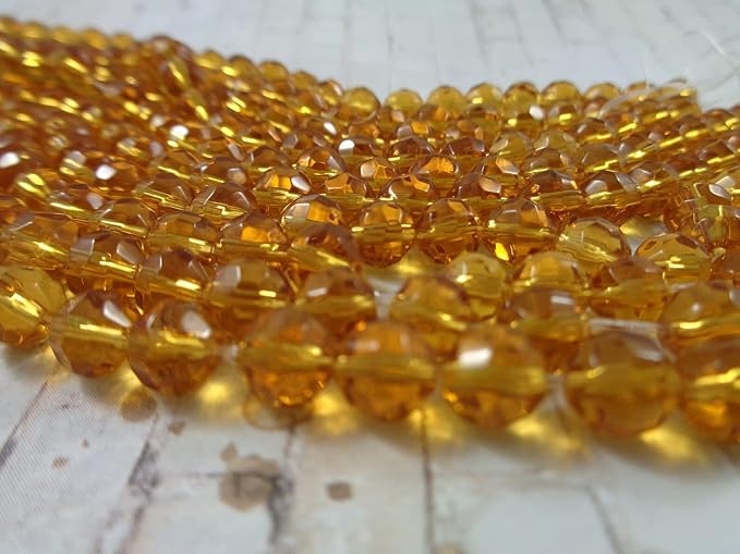 Shiny mustard yellow Bicone Shape Beads