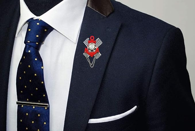 Red Anchor Striped Ribbon Brooch