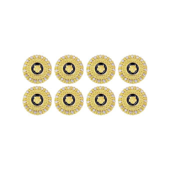 Diamond-Encrusted Lion Metal Buttons