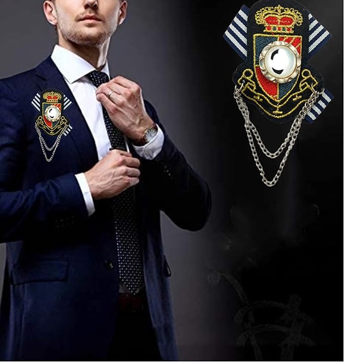 Crown with pearl Ribbon badge Brooch