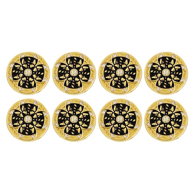 Golden Floral Metal Buttons with White Centers