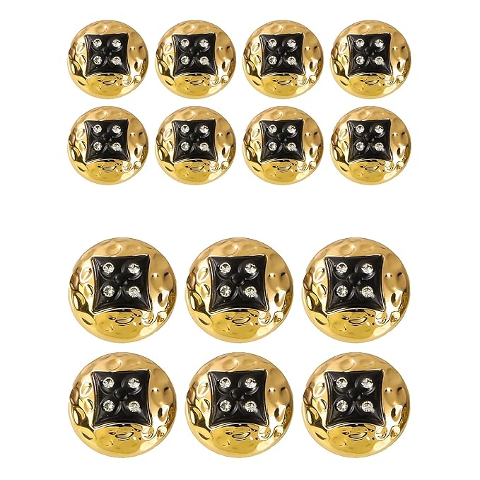 Square Diamond-Studded Metal Buttons