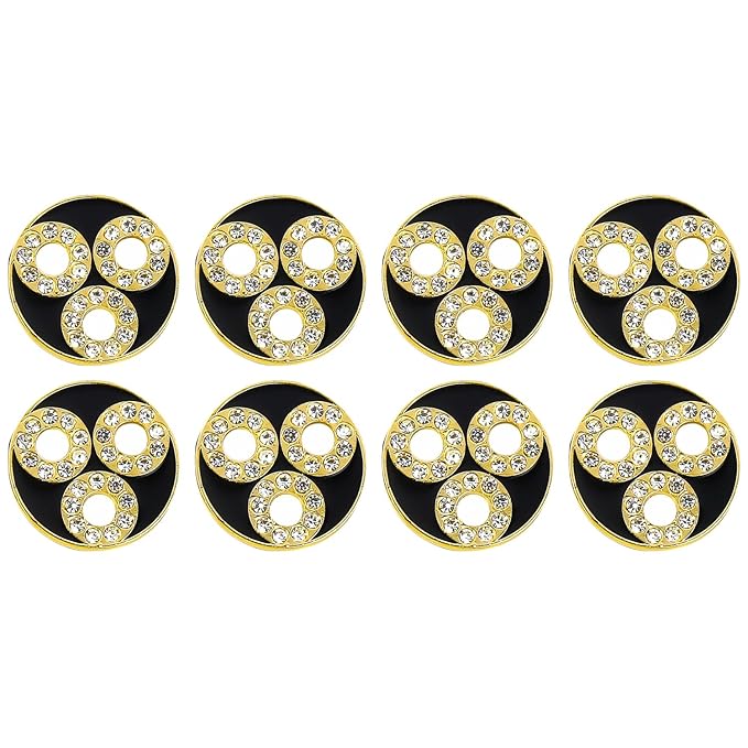 Circular Metal Buttons with Diamond Accents