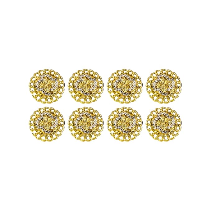 Circular Border Design with Diamond Accents Metal Buttons