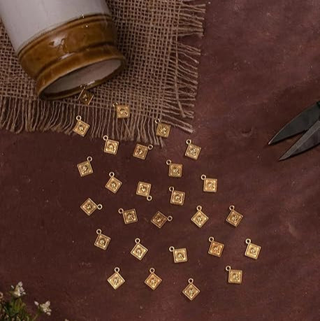 Gold Square Pendants with Intricate Design