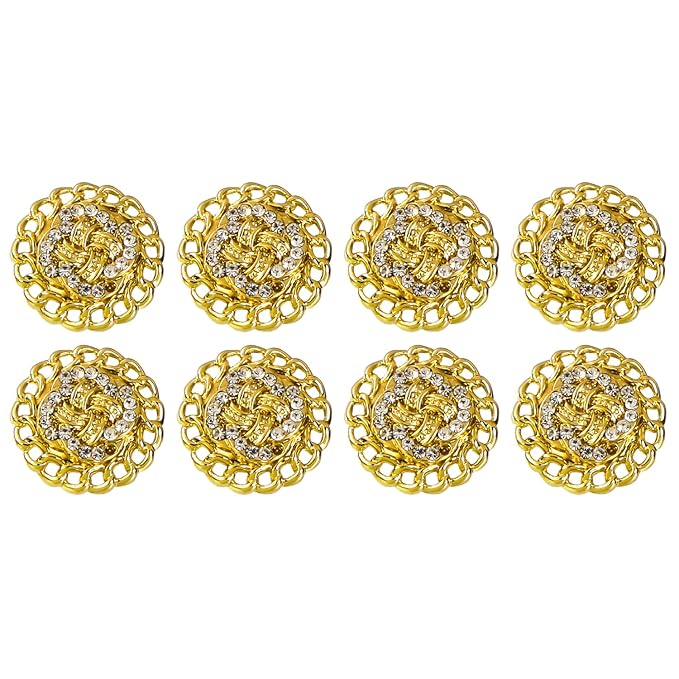 Circular Border Design with Diamond Accents Metal Buttons
