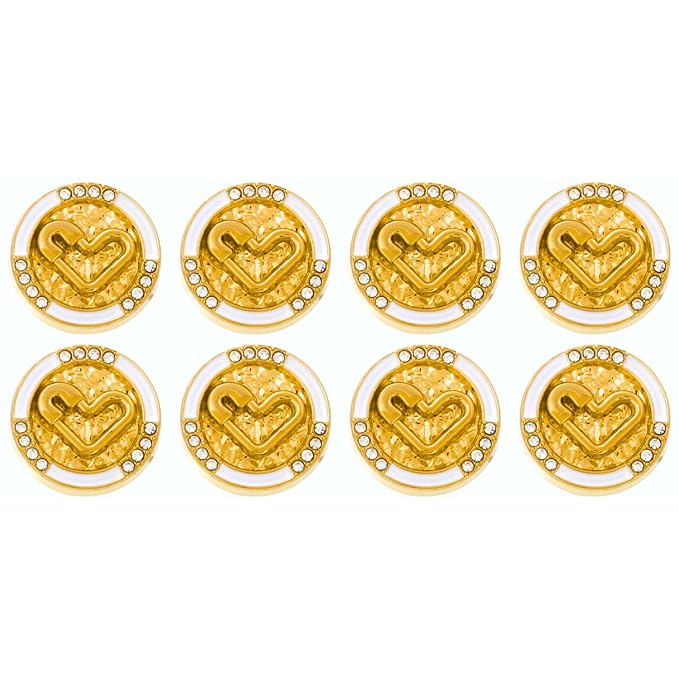 Diamond-Studded Heart Metal Buttons