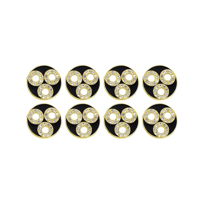 Circular Metal Buttons with Diamond Accents