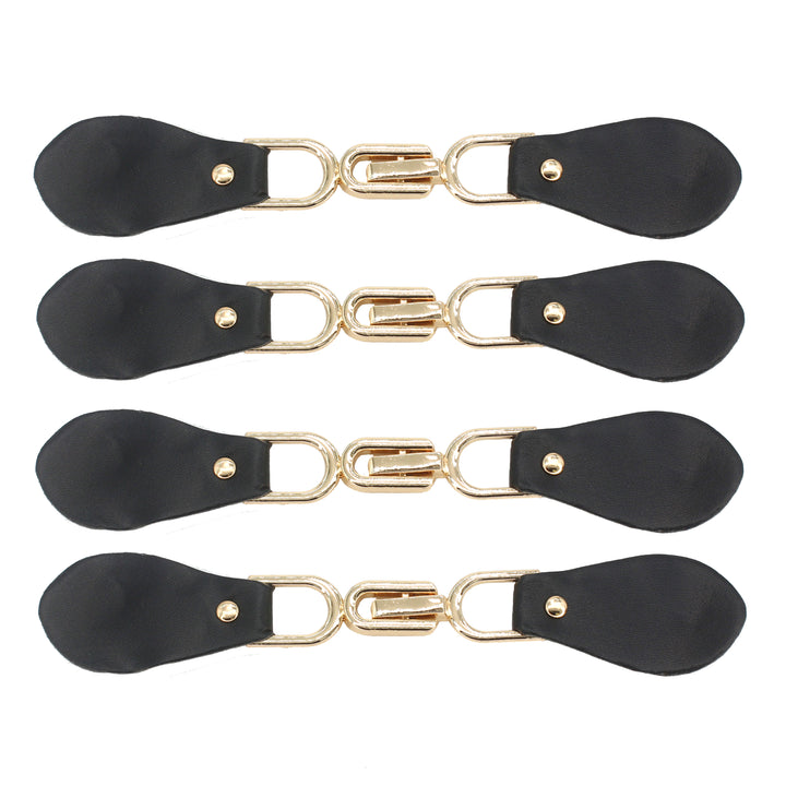 Black Leather Hook and Eye Buckle 2 Piece