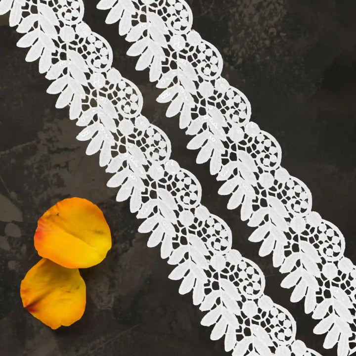Bunch of Leaves Style Floral Sequins Lace Trim | 2 Meter